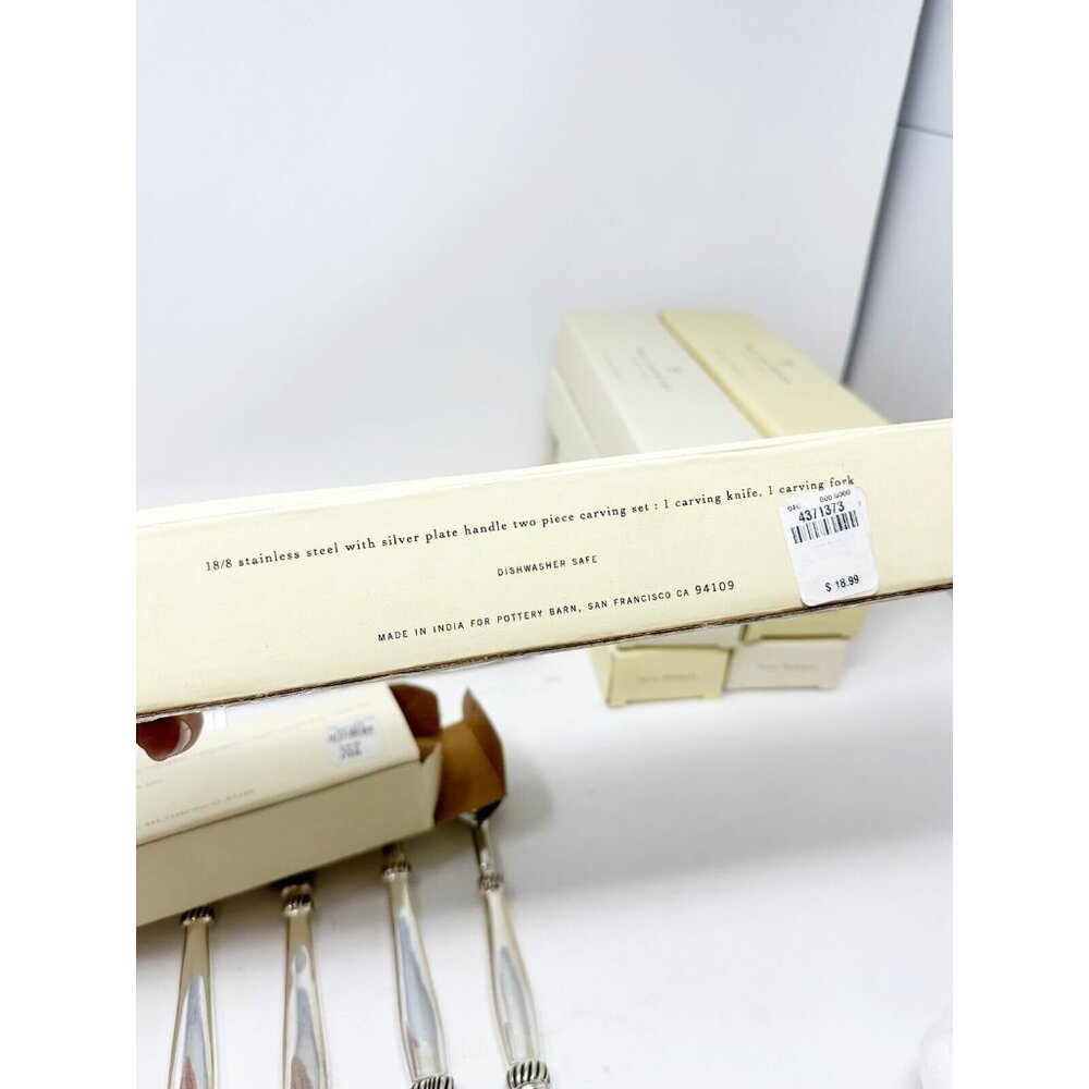 Pottery‎ Barn Twist Flatware 5 Piece Set 18/8 Stainless Steel Silver 9 Sets - Picture 2 of 5